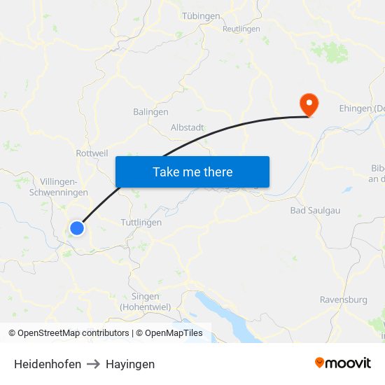 Heidenhofen to Hayingen map