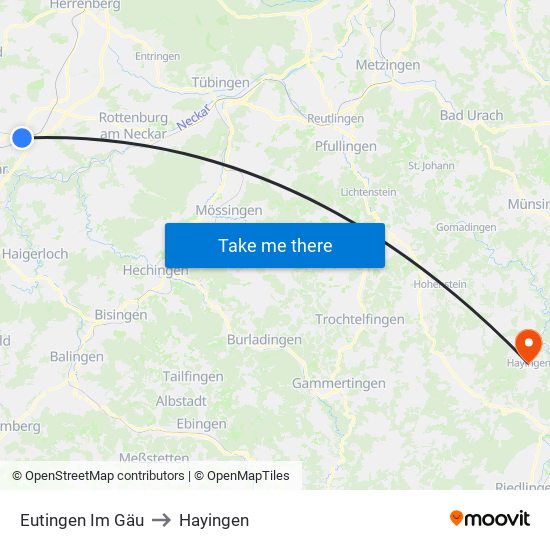 Eutingen Im Gäu to Hayingen map