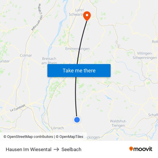 Hausen Im Wiesental to Seelbach map