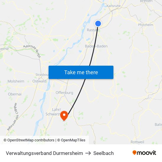 Verwaltungsverband Durmersheim to Seelbach map