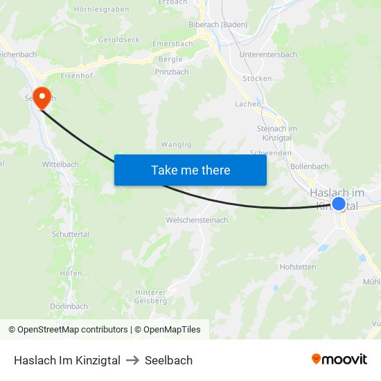 Haslach Im Kinzigtal to Seelbach map