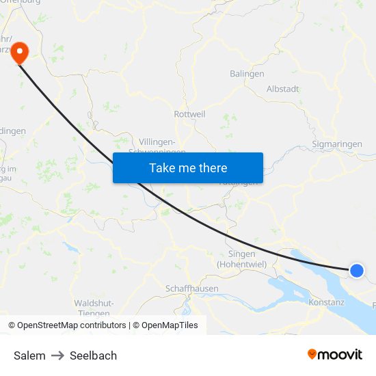 Salem to Seelbach map