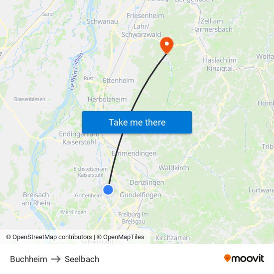 Buchheim to Seelbach map