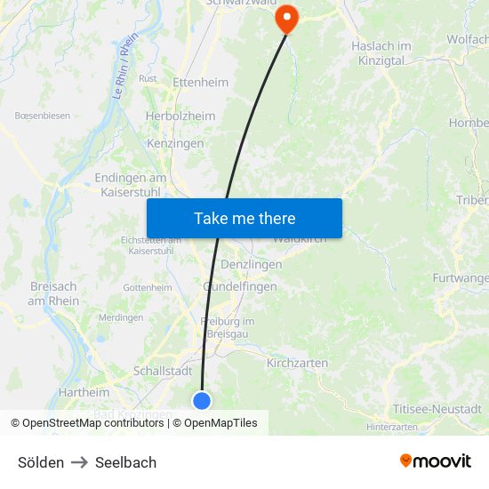 Sölden to Seelbach map