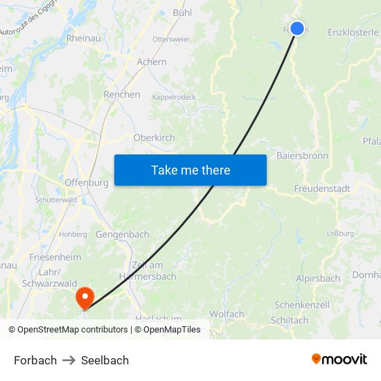 Forbach to Seelbach map