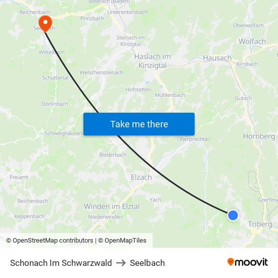 Schonach Im Schwarzwald to Seelbach map