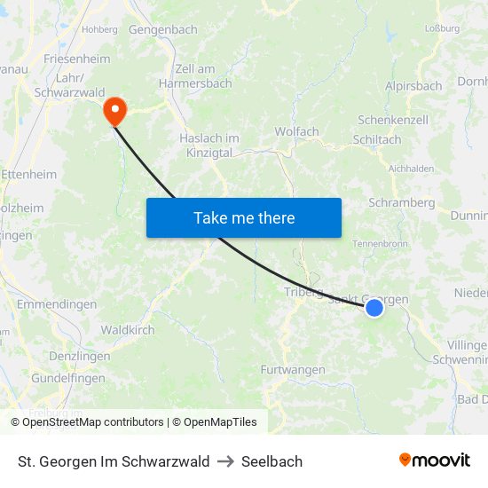 St. Georgen Im Schwarzwald to Seelbach map