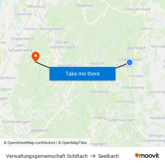 Verwaltungsgemeinschaft Schiltach to Seelbach map