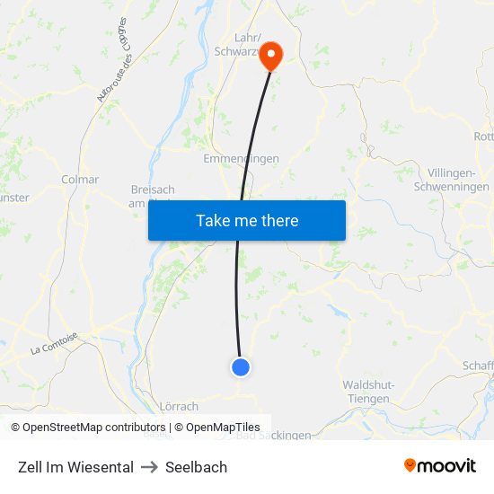 Zell Im Wiesental to Seelbach map