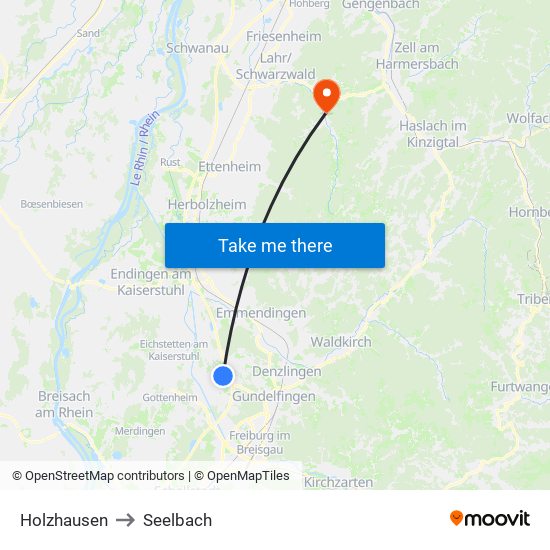 Holzhausen to Seelbach map