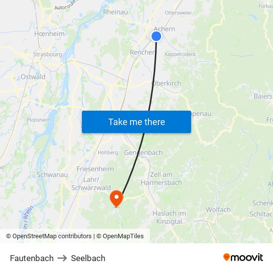 Fautenbach to Seelbach map