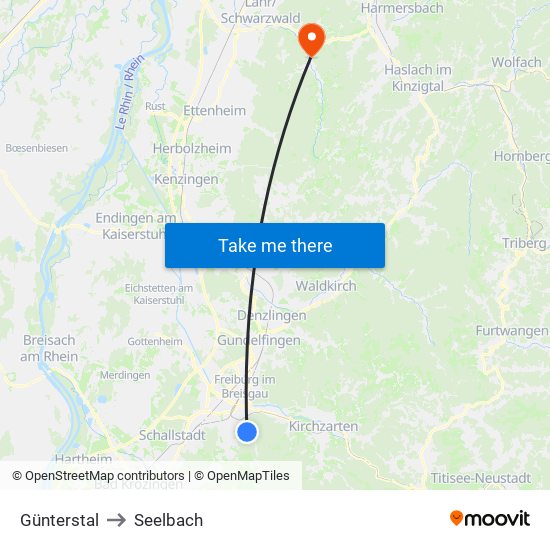 Günterstal to Seelbach map