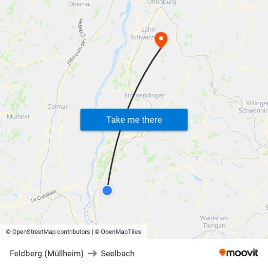 Feldberg (Müllheim) to Seelbach map