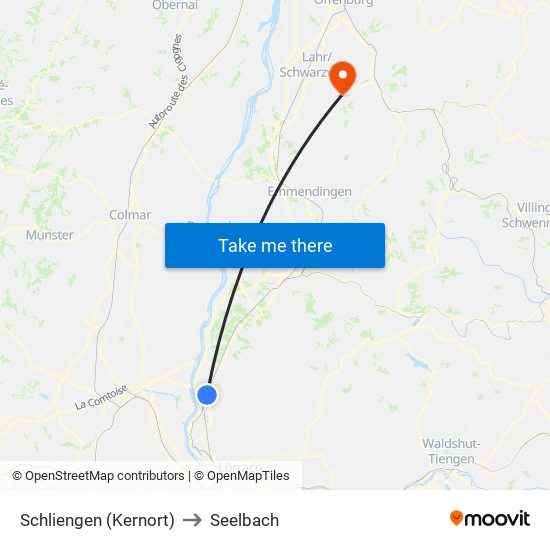 Schliengen (Kernort) to Seelbach map