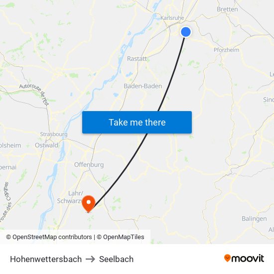 Hohenwettersbach to Seelbach map