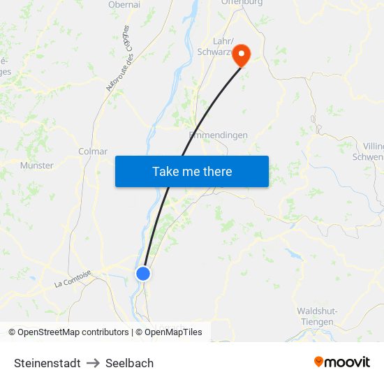 Steinenstadt to Seelbach map