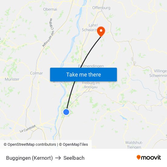 Buggingen (Kernort) to Seelbach map