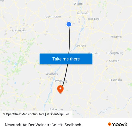 Neustadt An Der Weinstraße to Seelbach map