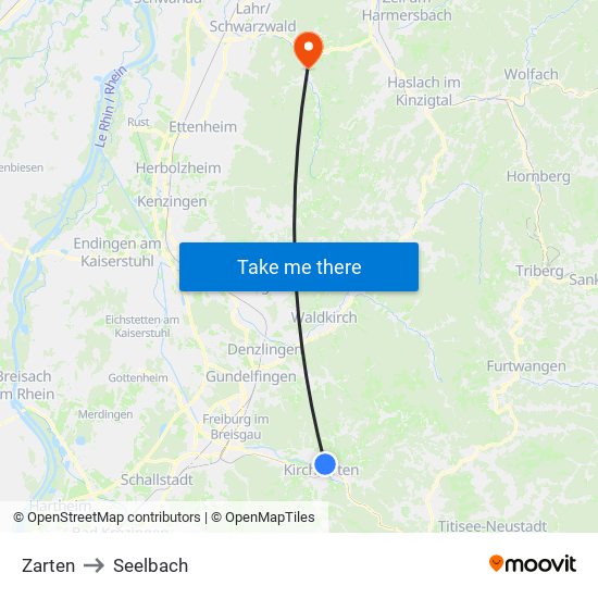 Zarten to Seelbach map
