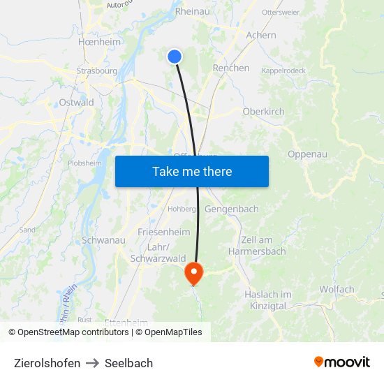 Zierolshofen to Seelbach map