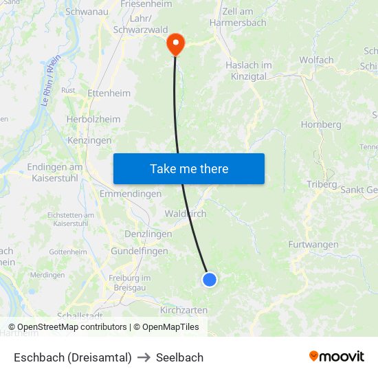 Eschbach (Dreisamtal) to Seelbach map