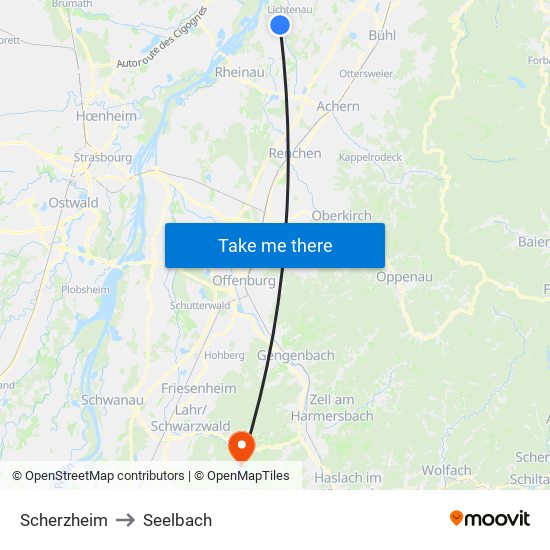 Scherzheim to Seelbach map