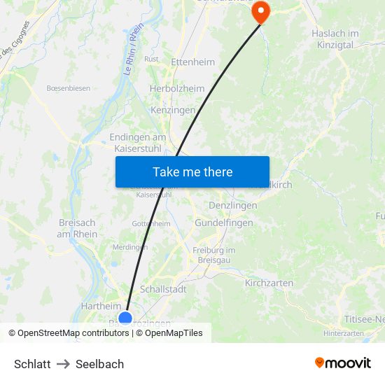 Schlatt to Seelbach map