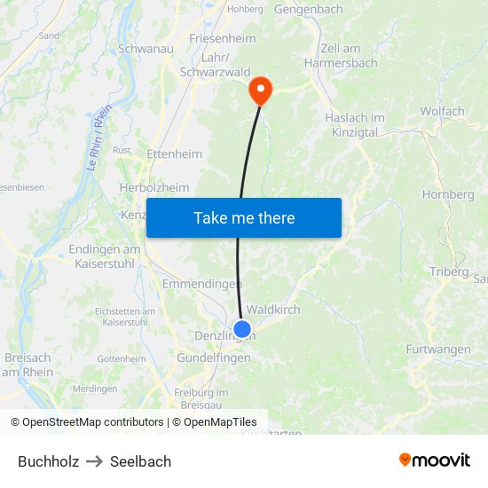 Buchholz to Seelbach map