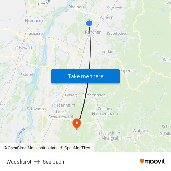Wagshurst to Seelbach map