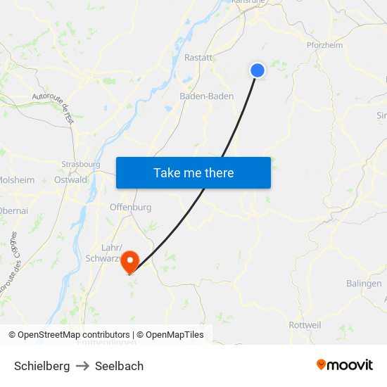 Schielberg to Seelbach map