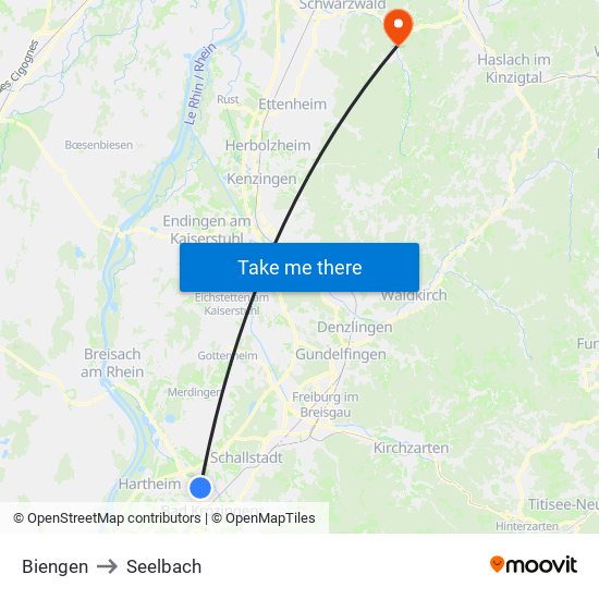 Biengen to Seelbach map