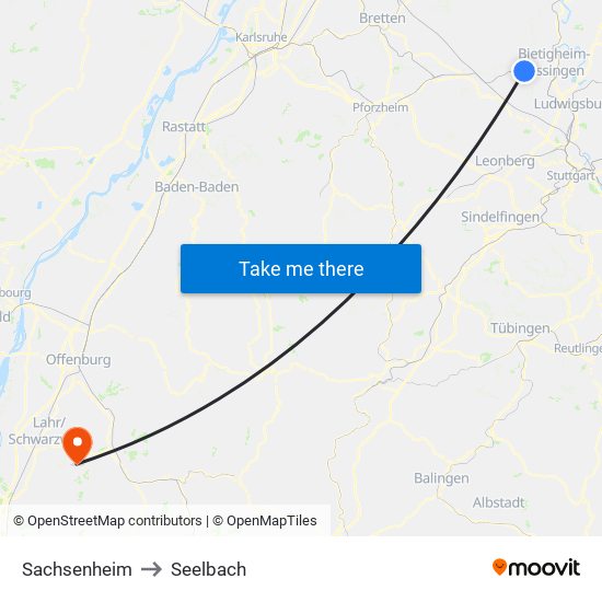 Sachsenheim to Seelbach map