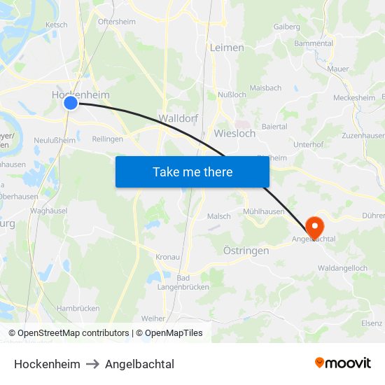 Hockenheim to Angelbachtal map