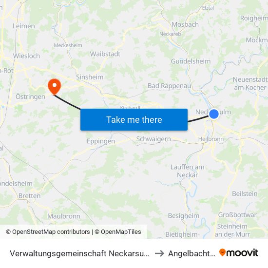 Verwaltungsgemeinschaft Neckarsulm to Angelbachtal map