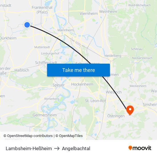 Lambsheim-Heßheim to Angelbachtal map