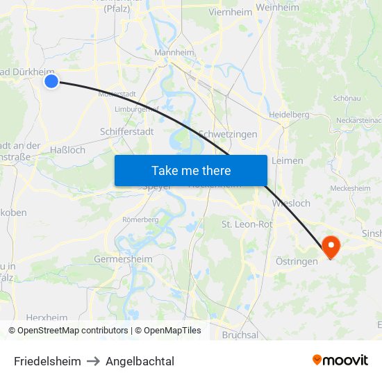 Friedelsheim to Angelbachtal map