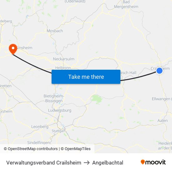 Verwaltungsverband Crailsheim to Angelbachtal map