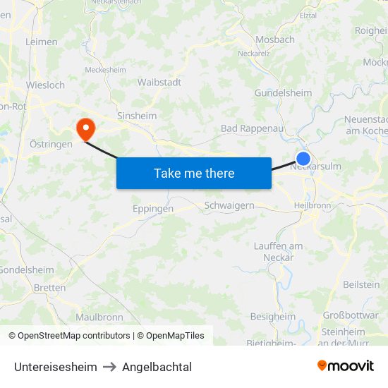 Untereisesheim to Angelbachtal map