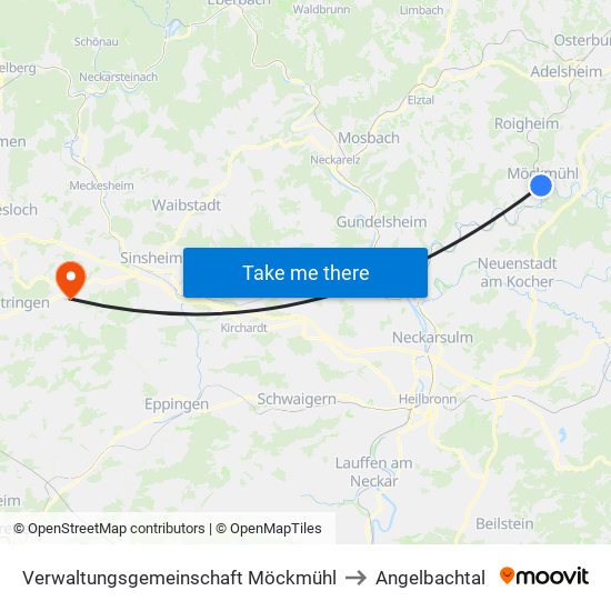 Verwaltungsgemeinschaft Möckmühl to Angelbachtal map