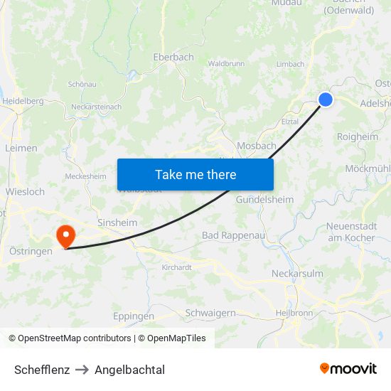 Schefflenz to Angelbachtal map