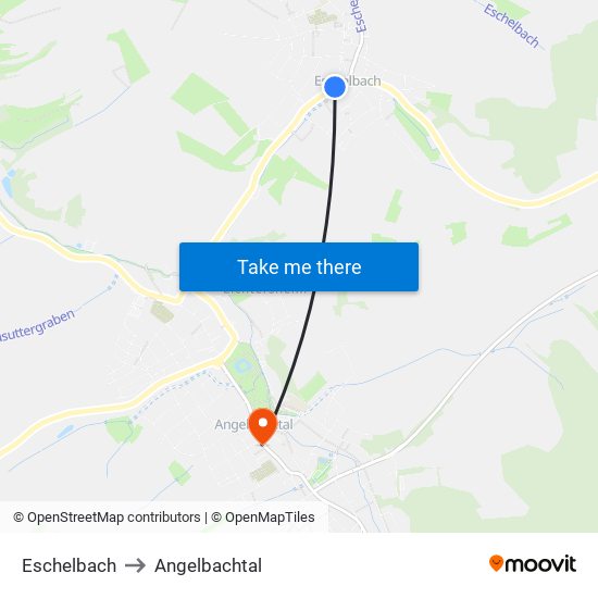 Eschelbach to Angelbachtal map