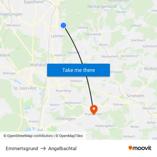 Emmertsgrund to Angelbachtal map