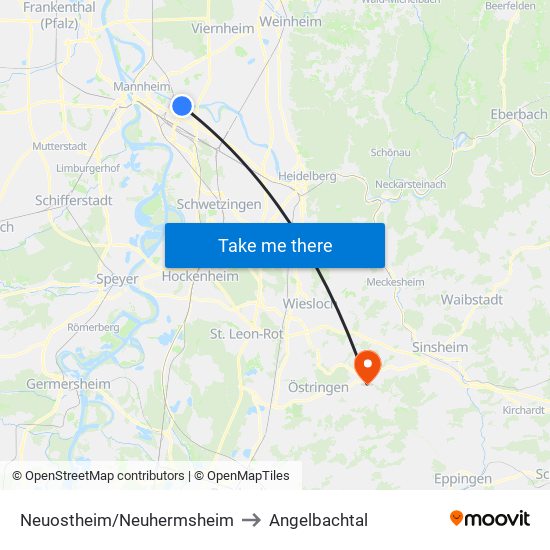 Neuostheim/Neuhermsheim to Angelbachtal map