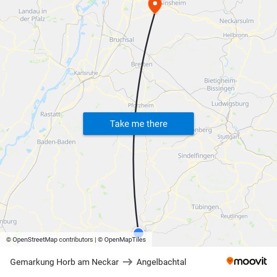 Gemarkung Horb am Neckar to Angelbachtal map