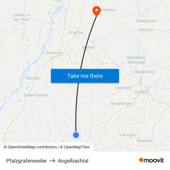 Pfalzgrafenweiler to Angelbachtal map