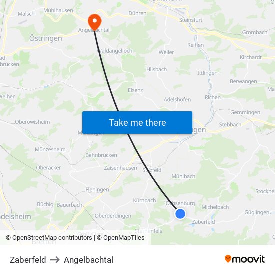 Zaberfeld to Angelbachtal map