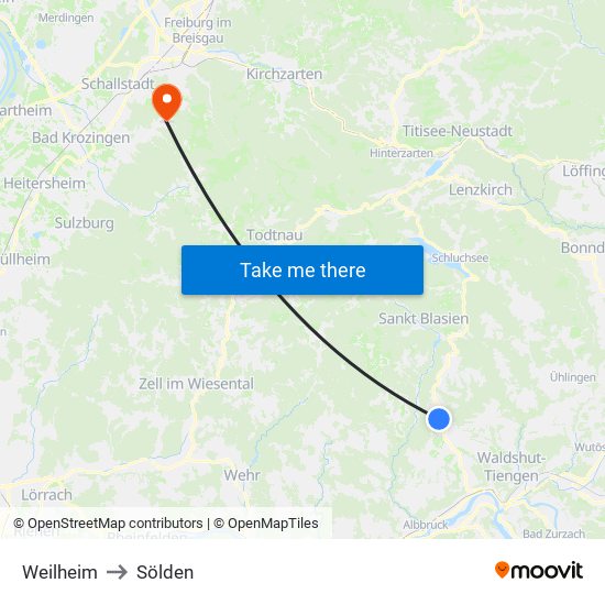 Weilheim to Sölden map