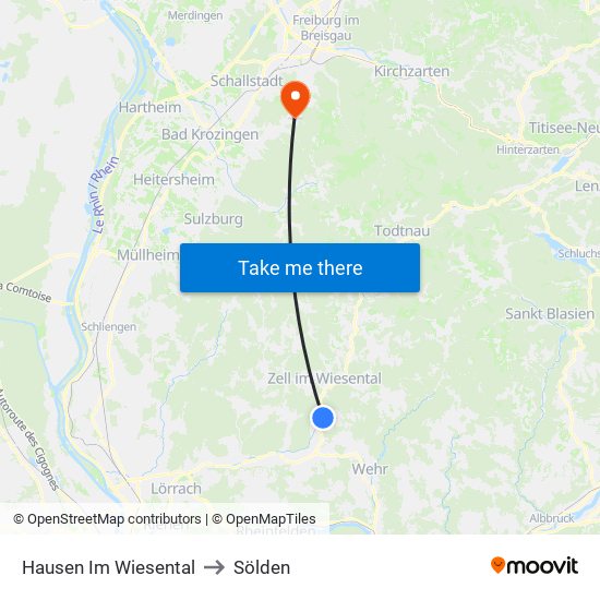 Hausen Im Wiesental to Sölden map