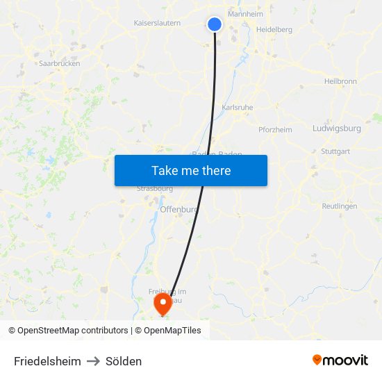 Friedelsheim to Sölden map