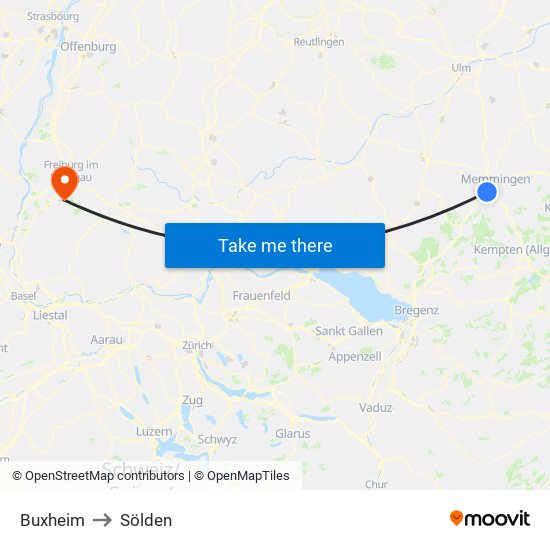 Buxheim to Sölden map